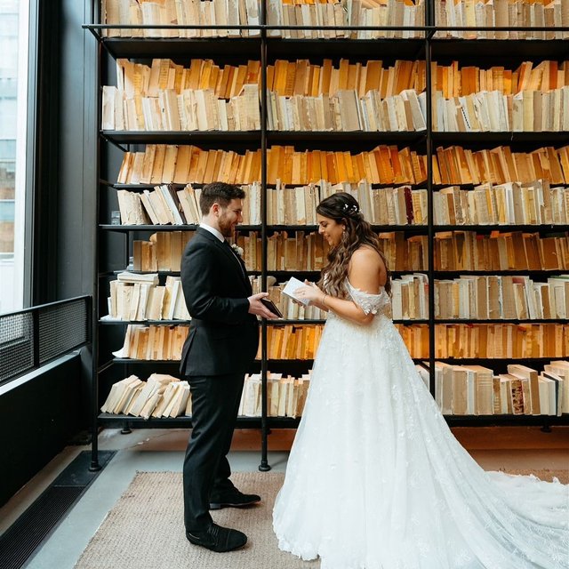 An intimate vow exchange, amidst our library sanctuary. 
c/o @novaeventsinc